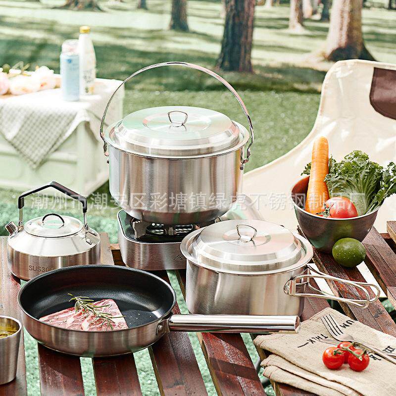 户外套锅便携锅具露营炊具野外野营烧水壶野炊餐具装备用品价
