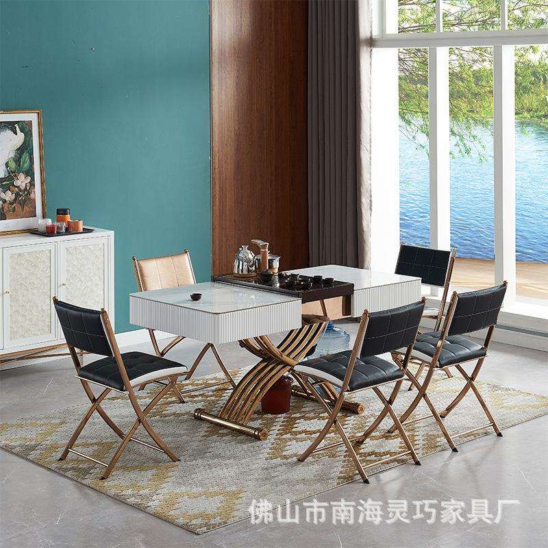 千能C201黑色加厚不锈钢折叠椅家用靠背高级办公休闲会议折叠椅子