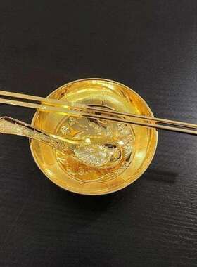 年年年有鱼年有AL665082余金碗筷子三银件套装银碗筷镀勺纪子工艺