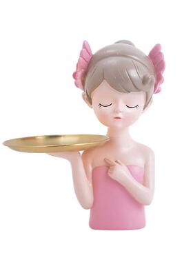 天使女孩收纳北欧工艺品托盘摆件家居客厅电视柜玄关卧室装饰品