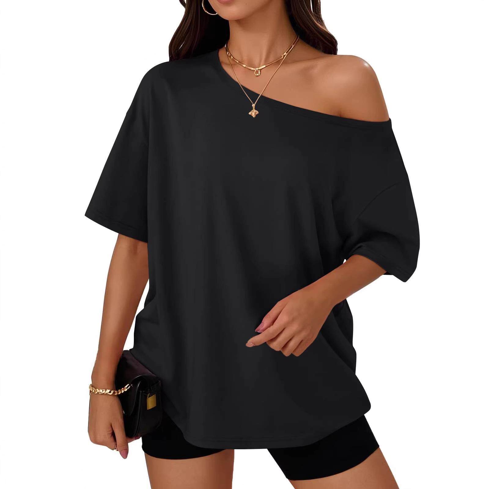 Women Asymmetrical Shoulder Sleeve Blouse Daily Wear Ladies - 实物图