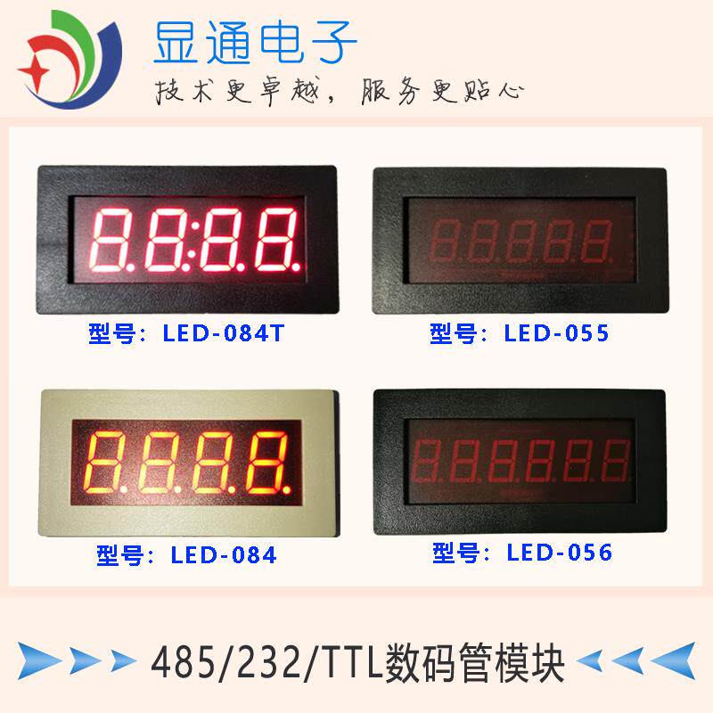 LED数码管显示屏 RS485/232/TTL显示模块 PLC通讯MODBUS 4/5/6位