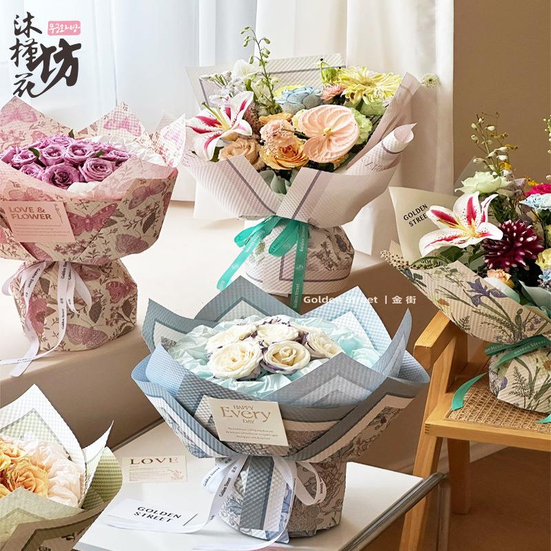 情人节送礼花束包花纸法卡兰波点安娜庄园压纹纸鲜花包装纸