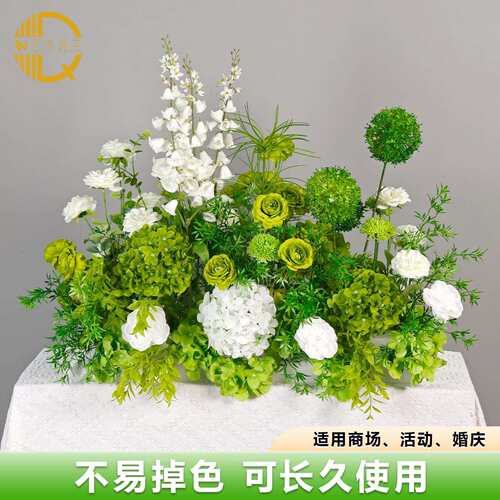 婚仿庆花千代兰花排排花成品装真饰路引花高端花排婚礼地舞台T台