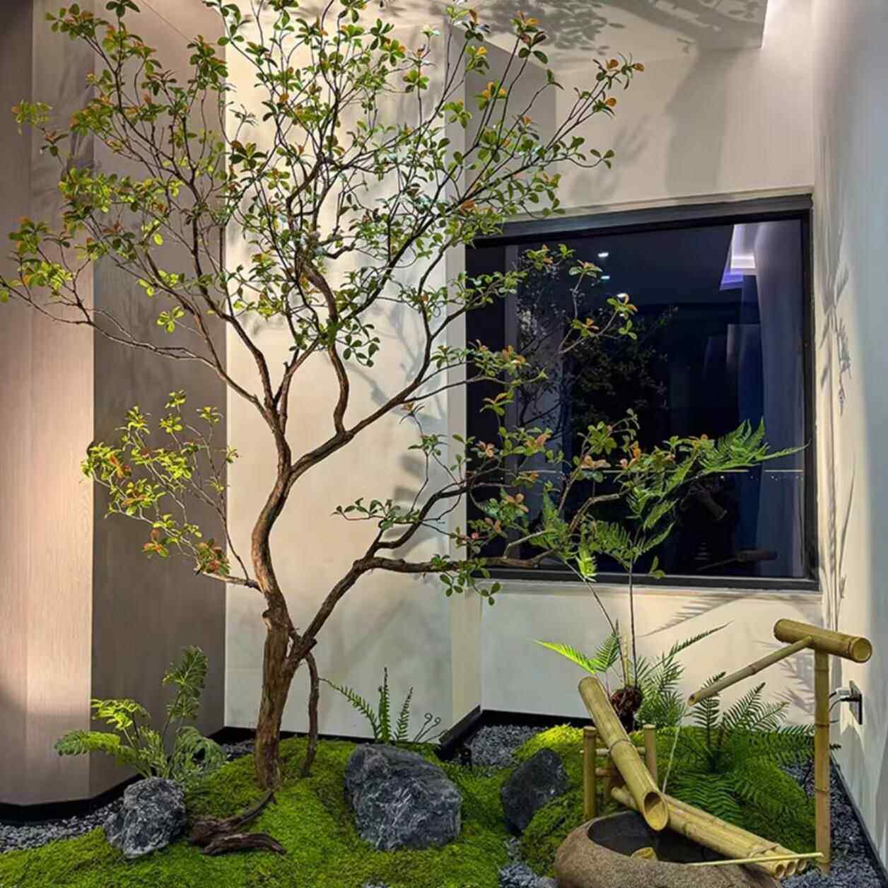 精品海岛春花仿真绿植室内装饰造景落地摆件简约植物中式茶室景观