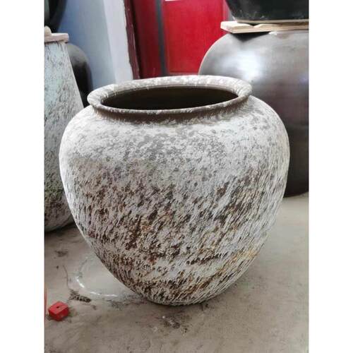 复古粗陶土做旧陶瓷花瓶落地大号花盆景观摆件禅意干支陶罐工艺品