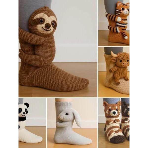 跨境新品Animal Socks动物袜圣诞针织地板袜保暖袜可爱秋冬地板袜