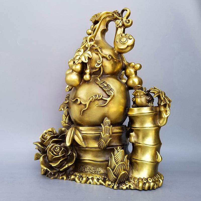 铜葫芦财富高升花开富贵节节高铜金蟾妙音铜艺家居铜工艺品摆件