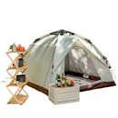 帐篷户外露营全自动液压米白防水遮阳野餐旅游登山加厚双层家庭风