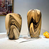 百艺术装 样板间插花搭客厅 饰琉璃摆件桌面现代轻博古架奢花瓶欧式