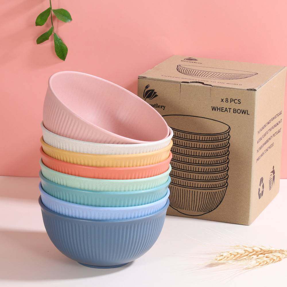 跨境小麦秸秆碗家用餐具麦片碗沙拉碗儿童饭碗喝汤碗麦香碗礼品