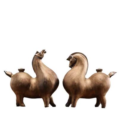 陶瓷唐TQC摆马件小桌招财号客厅玄关酒柜面装饰品办公桌生肖马摆