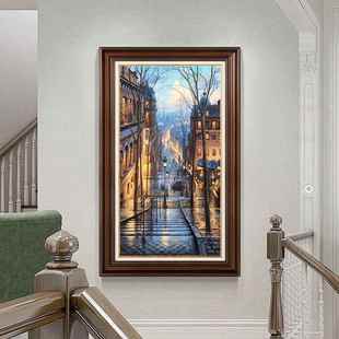 油画客厅廊画挂画餐厅式 饰玄关走壁VOR画复法古建筑欧式 墙 装 美式