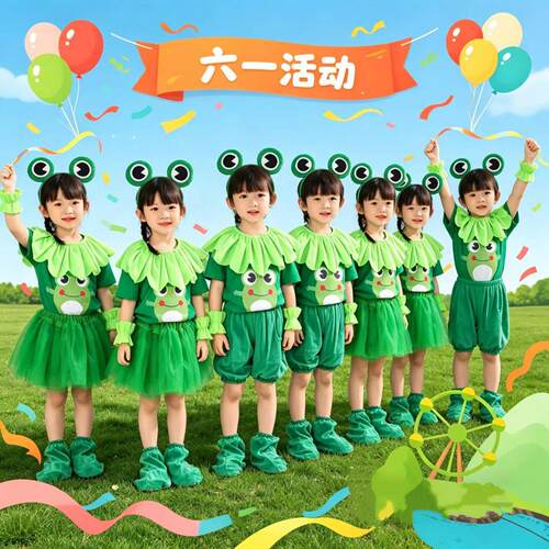 六一儿童动物服小青蛙表演服小蝌蚪找妈妈幼儿园小跳蛙青蛙演出服