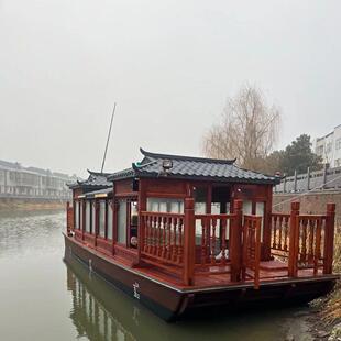 定制大型画舫仿古民宿游船景区水上餐饮房屋住宿电动观光接待木船