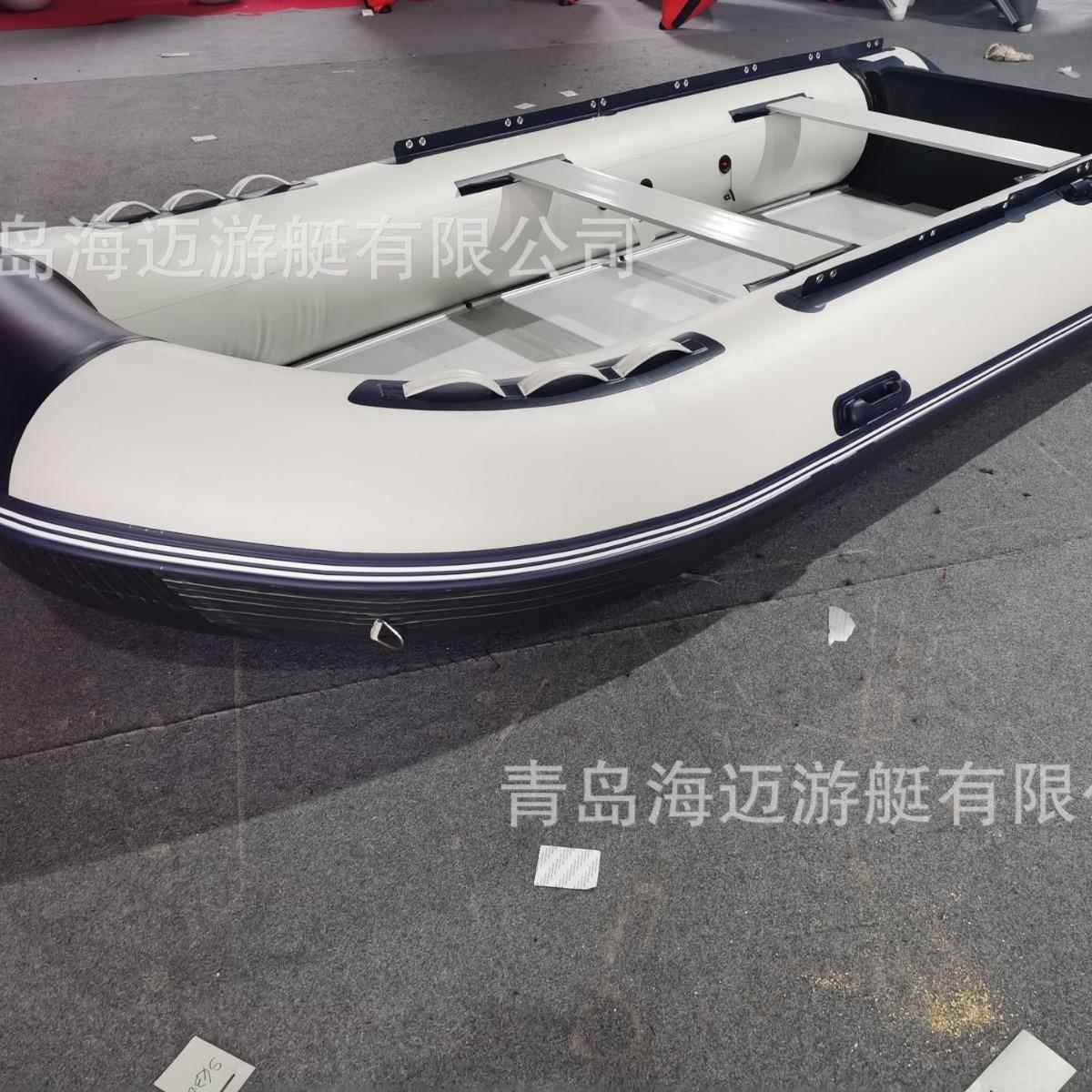 4.3米 PVC充气橡皮艇 铝合金地板冲锋舟 海钓钓鱼艇 运动休闲艇