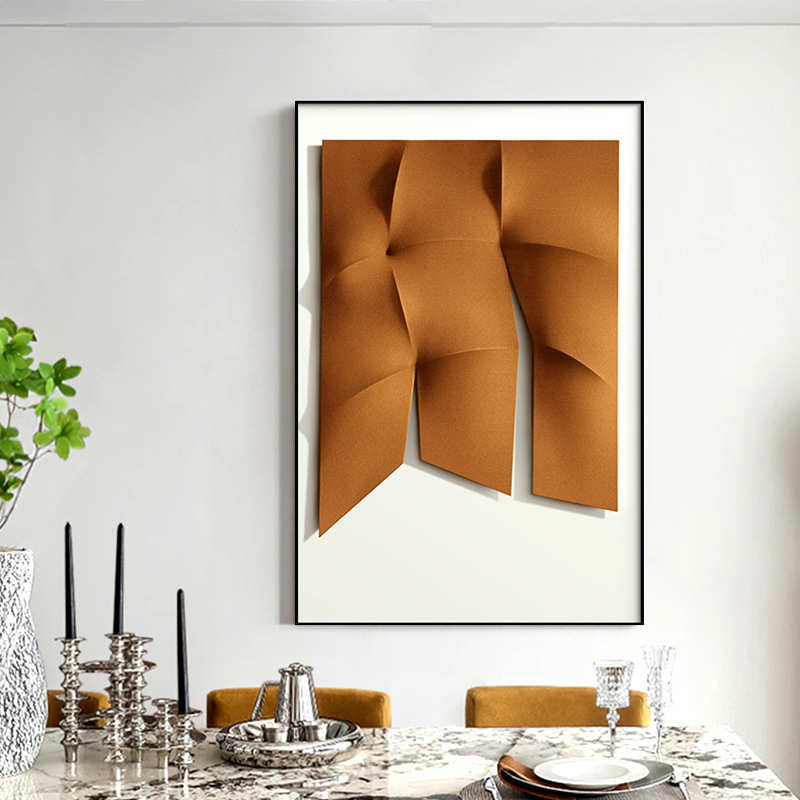 现代轻奢玄关装饰画高档皮革手工工艺实物画客厅样板房意式装置画