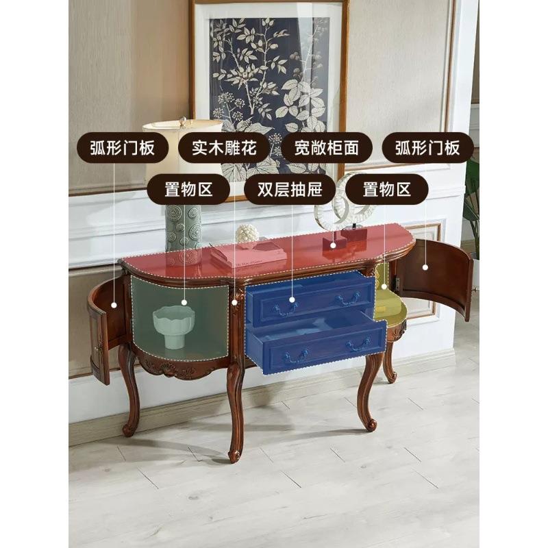 美式实玄关柜门厅柜桌欧式客隔断厅柜置木物边柜复古餐225雕花玄