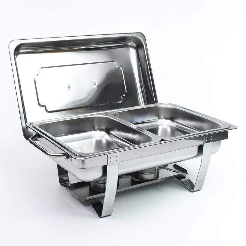 UIWS不锈钢长方形自助餐炉食物分格加热Chafing dish侧挂盖酒精锅