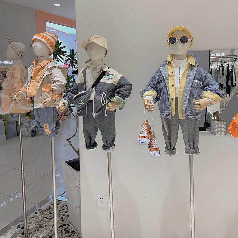 服装店儿童模特道具童装店橱窗模特展示架半身全身人台小孩模特架
