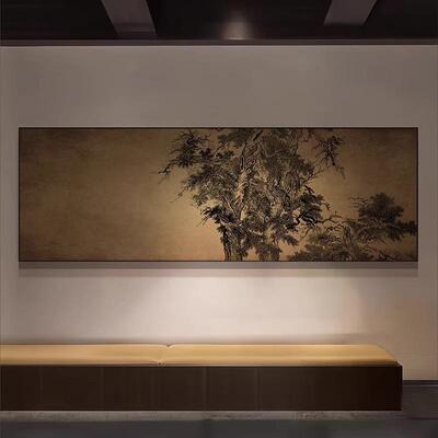 新中式客厅意境松树挂画酒店客餐厅高级感壁画茶室会所禅意装饰画