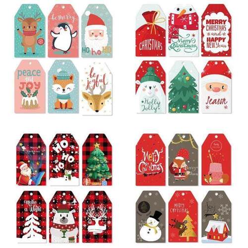 60pcs Christmas Paper Gift Tag Santa Claus xmas tree DIY Kra