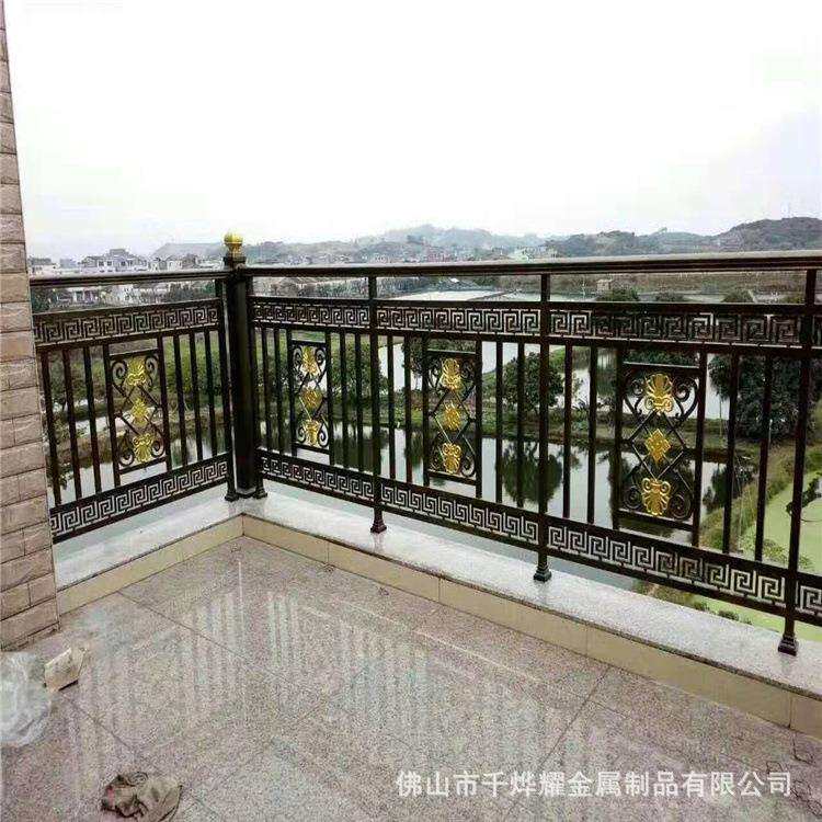 别墅阳台护栏 铝合金烤漆黑色古典中式复古庭院露天台围栏防护栏