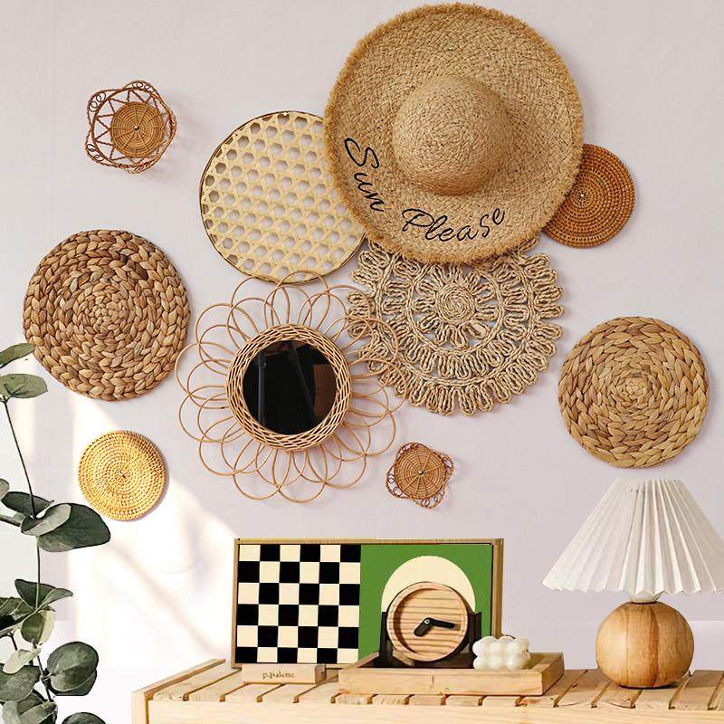 北欧ins印尼草编藤编织波西米亚家居民宿墙面装饰侘寂风墙挂饰,家居饰品,壁饰,淘宝优惠券,粉丝福利购,淘宝优惠卷