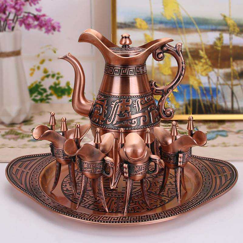 高档仿古青铜器爵杯酒樽金属古典复古爵壶饮酒器酒杯酒类套装酒壶