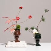 艺贝子现代新中式 几何层叠陶瓷花器样板间营销中心茶室桌花艺摆件