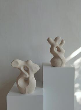 罗马洞石风抽象艺术手工陶艺摆件 侘寂风现代简约民宿样板房装饰