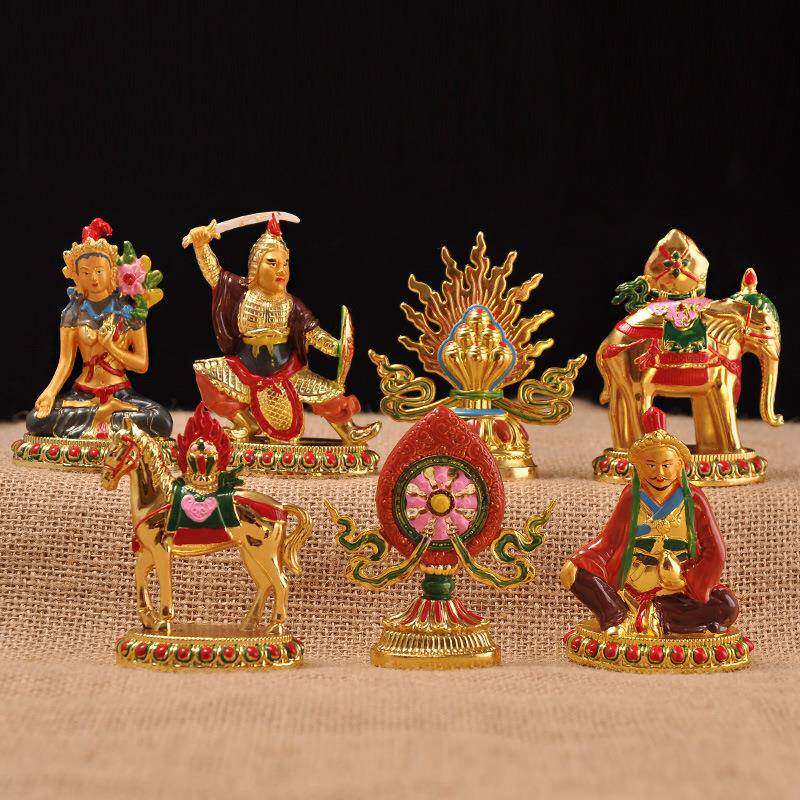 具 摆件彩绘 轮王七政宝 轮王七珍 七宝