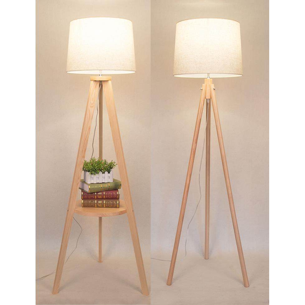 落地灯卧室客厅办公室简约现代北欧日式实木立式三角创意个性装饰