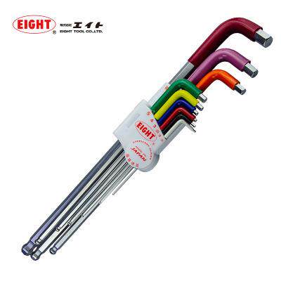 百利EIGHT 特长钻石头内六角扳手套装 加长彩色六角匙 TLLB-S9N