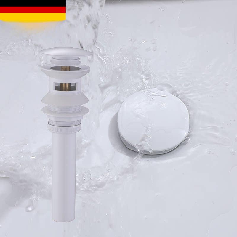 德国全铜白色下水器大盖弹跳式面盆岩板台盆洗脸盆配件水塞落水器