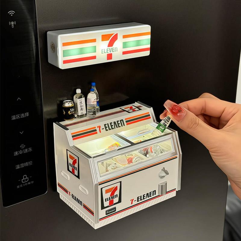 711便利店冰箱贴磁铁冰柜超市模型3d立体发光家居氛围感装饰摆饰