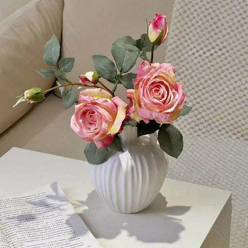 油画希腊玫瑰仿真花级感逼真花束客厅餐桌摆件玫瑰花假花摆设