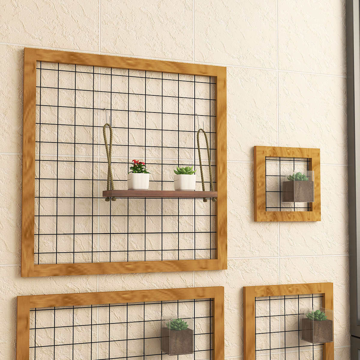 壁挂式网格花架阳台墙壁植物架爬藤支架免打孔墙上木框悬挂置之满,鲜花速递/花卉仿真/绿植园艺,花盆,淘宝优惠券,粉丝福利购,淘宝优惠卷