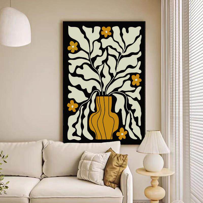 中古风抽象花卉覆古挂画小众客厅沙发背景墙装饰画个性摆件壁画