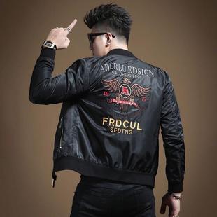 秋冬季 飞行员外套潮韩版 款 刺流绣修身 休闲拉克链棒球领 男新装 正品