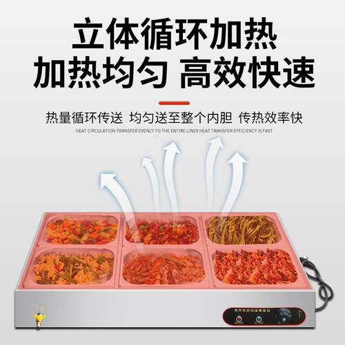 浅型快餐保温台商用电加热自动控温加厚不锈钢台式摆摊食堂售饭台