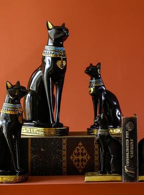 好看的摆件高端大气上档次摆件创意异域风情埃及猫树脂工艺品实用