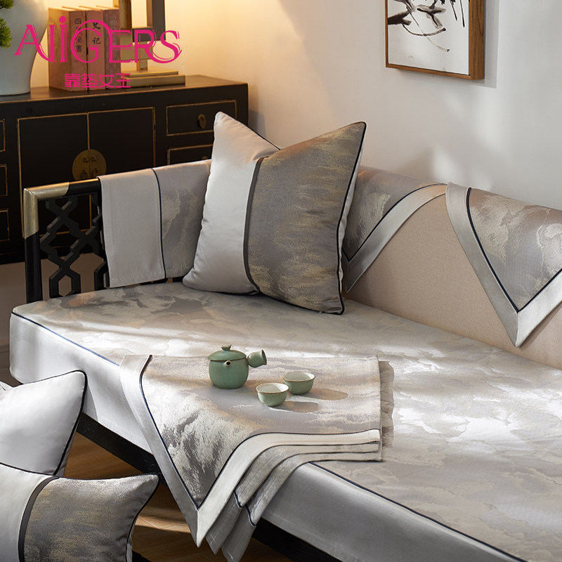 中式灰色沙发垫四季通用2021年夏季夏天款防滑老式靠背巾套罩坐垫