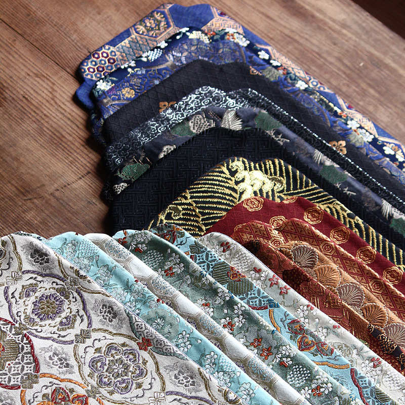 覆古织锦茶席锻旗色和风餐桌禅意垫茶中式宫廷干出口旗布桌泡艺27