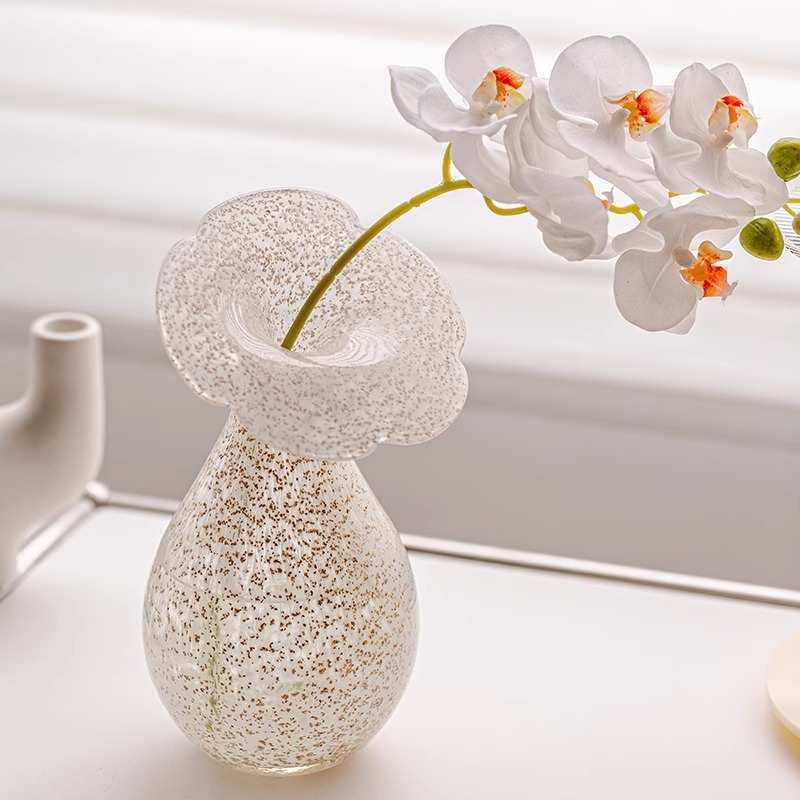 花高级桌面花瓶白色水器法式装饰玻璃中古客厅电视柜插花养摆件感,家居饰品,花瓶,淘宝优惠券,粉丝福利购,淘宝优惠卷