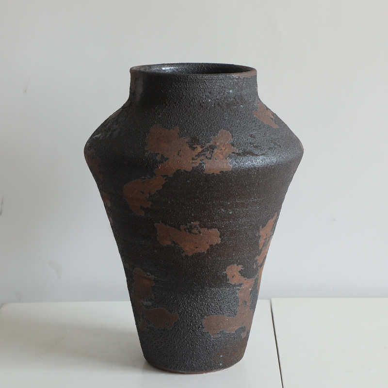 中古花瓶侘寂风枯枝复古粗陶瓷花瓶器做旧大圆罐日式居家装摆件,家居饰品,花瓶,淘宝优惠券,粉丝福利购,淘宝优惠卷