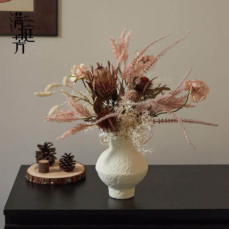 萱草手工编织花瓶摆件家居装饰勿忘我干花插花材料