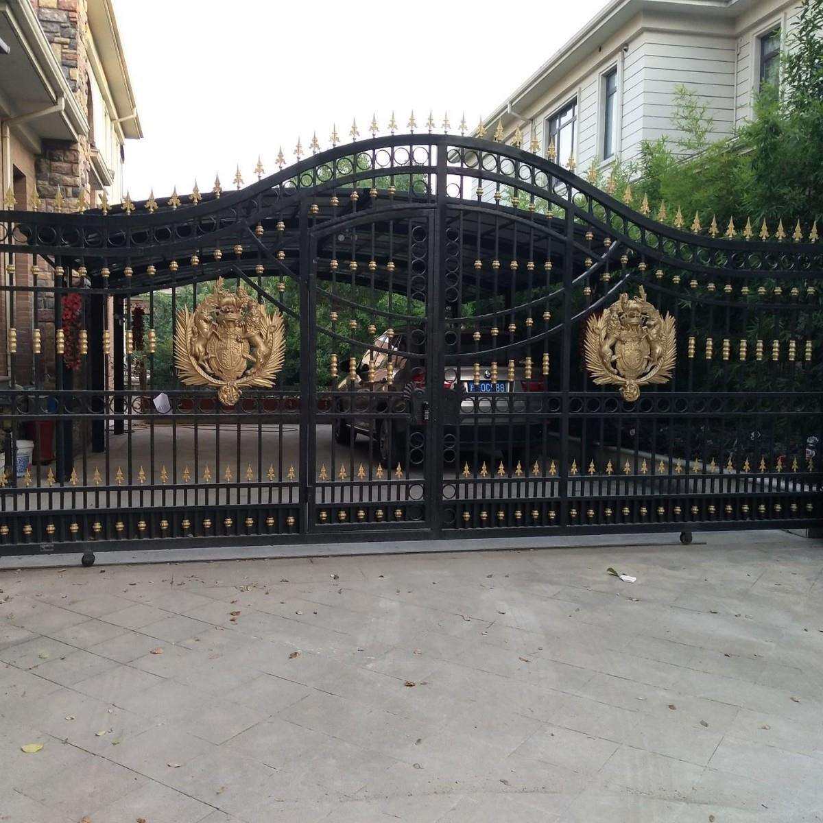上海厂家直销铝艺铁艺庭院大门别墅电动移门双开门小门单开门进户