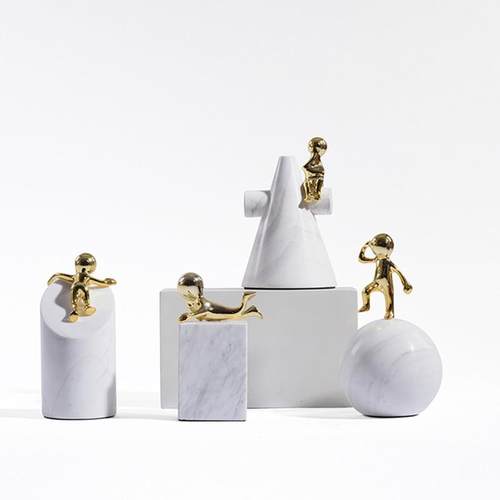 北欧轻奢大理石小人物现代简约工艺品桌面摆件办公室茶几软装饰品