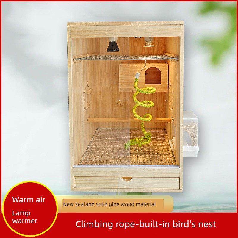 实木鹦鹉保温箱幼鸟密袋鼬恒温笼繁殖育雏饲养幼鸟宠物过冬专用箱